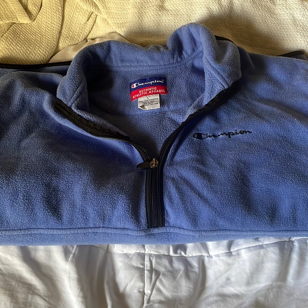 Dark purple-blue rich Champion quarter-zip sweatshirt size: L